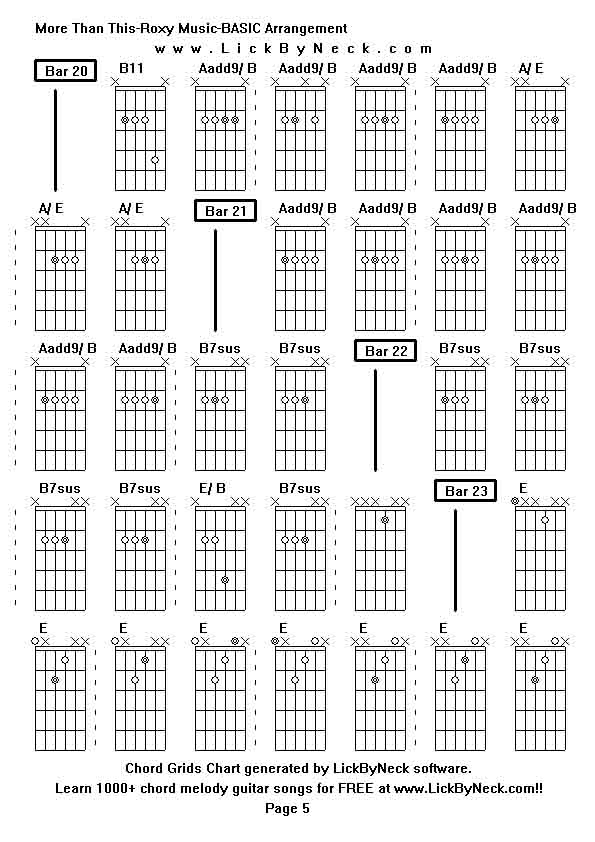 Chord Grids Chart of chord melody fingerstyle guitar song-More Than This-Roxy Music-BASIC Arrangement,generated by LickByNeck software.